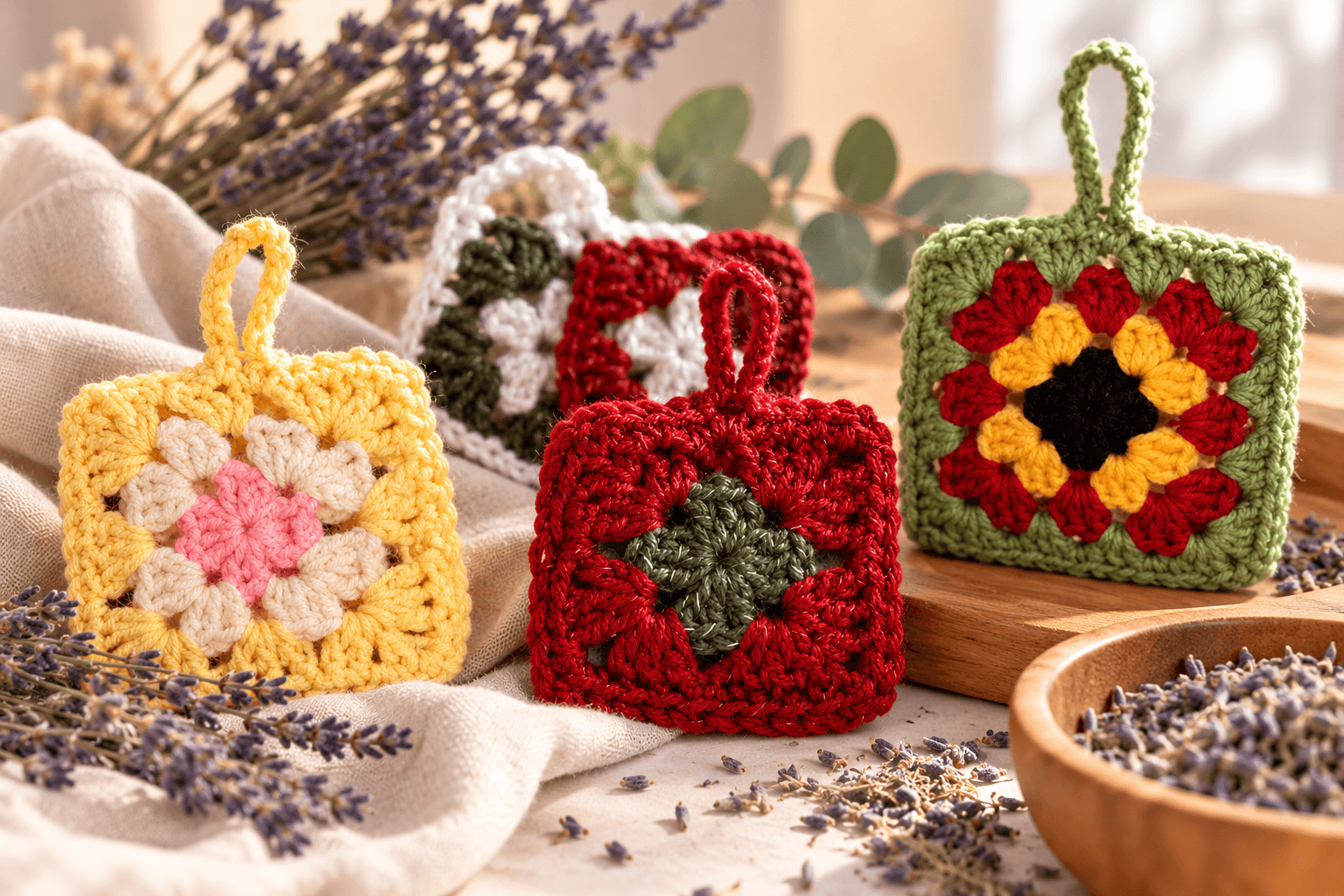 Handmade crochet lavender scented sachets